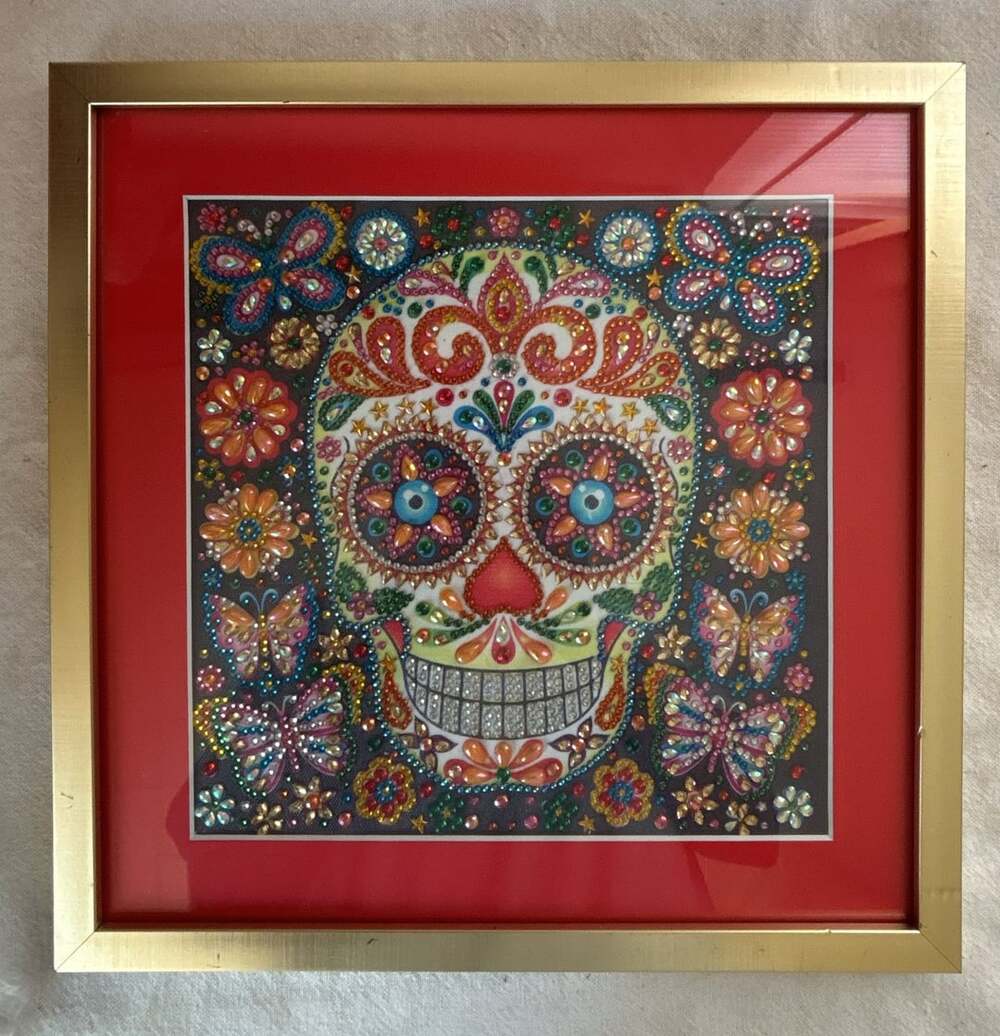 Sugar Skull Day of the Dead Framed Rhinestone Diamond Painting Wall Art